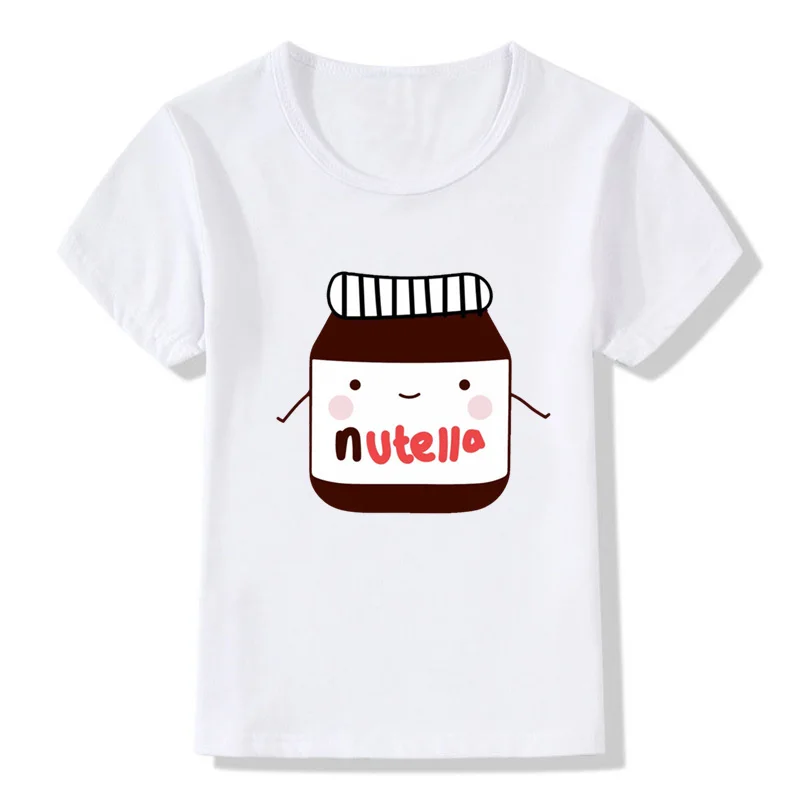 manches courtes et col rond pour vêtement décontracté et humoristique avec impression nutella kawaii pour garçons et