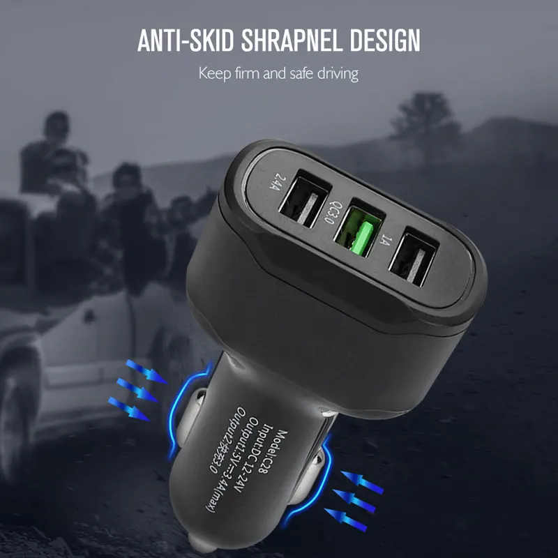 QC 3,0 3 USB гнездо автомобильного зарядного устройства адаптер зарядное устройство для автомобиля универсальный мобильный телефон 5 в USB Автомобильное зарядное устройство