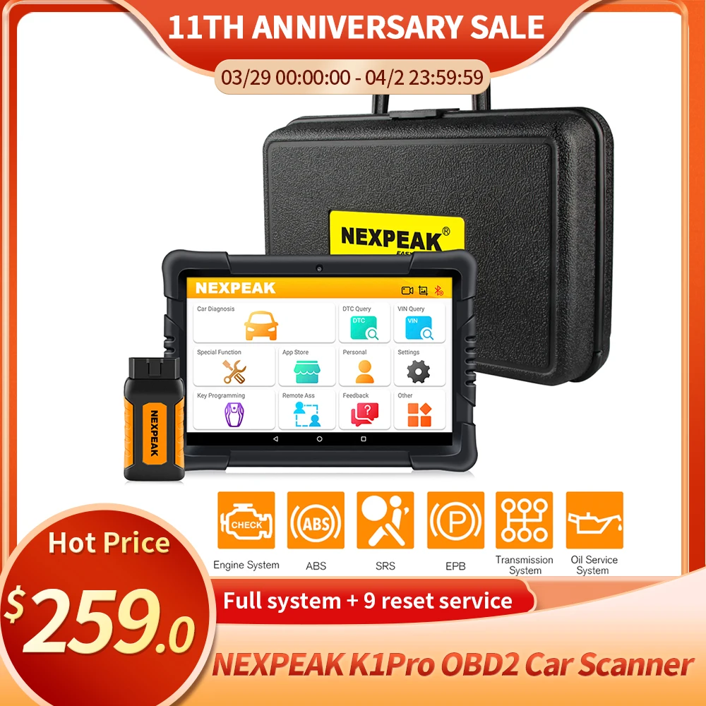 US $278.92 NEXPEAK Obd2 Scanner K1 Pro Car Diagnosis Universal ABS SRS DPF Oil Reset Bluetooth Auto Key Programmer Code Reader PK X6 MK808