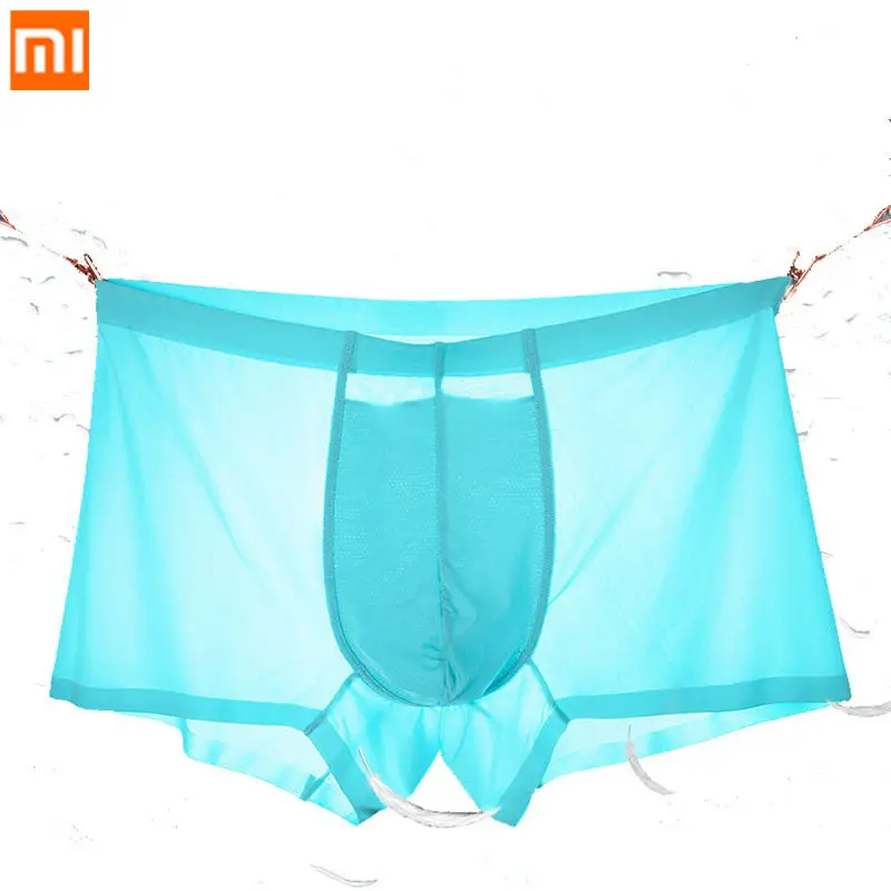 3 шт., Xiaomi Mijia, бесшовное мужское шелковое нижнее белье, ультратонкие, крутые, сексуальные, боксеры, мужские, полупрозрачные, дышащие трусы,, 3 цвета