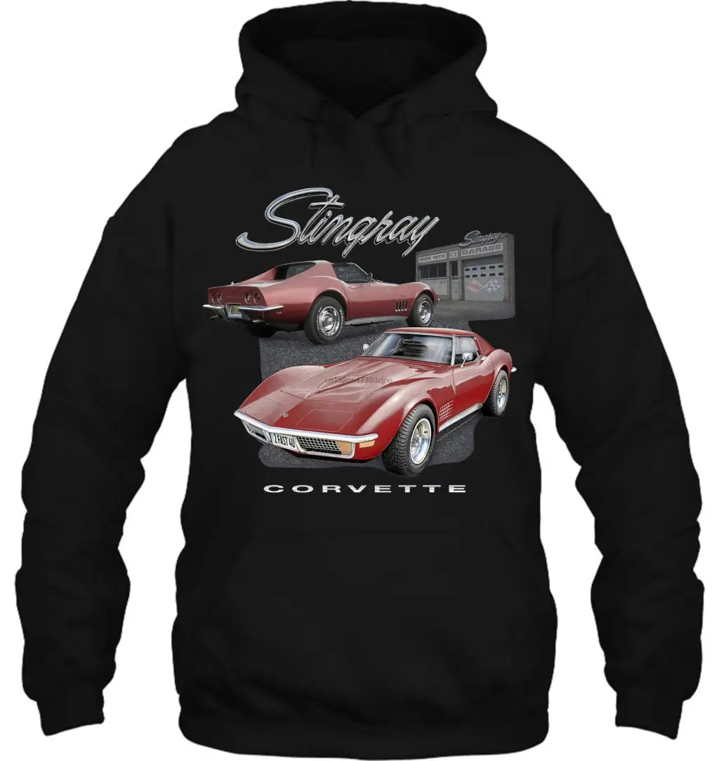 Мужская толстовка с капюшоном Chevy Corvette Stingray~ 1969 1972~ C3 3rd Gen~ Gray Heather женская уличная одежда