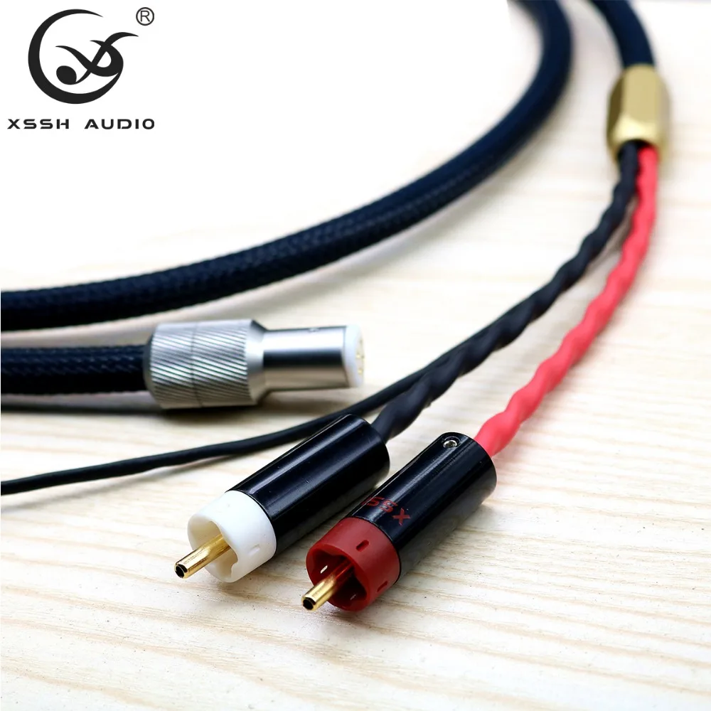 4 코어 순수 구리 OFC 도금 실버 쉴드 RCA 5 핀 DIN XLR U 스페이드 플러그, 접지 와이어 LP 오디오 포노 Tonearm 케이블