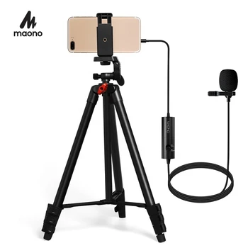 

MAONO Lapel microphone Mobile Microphone kit With Tripod Stand For Video Recording Live Podcast Microphone Kit