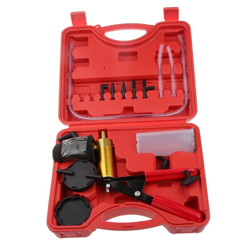 Brake Fluid Bleeder Handy Hand Held Vacuum Brass Pump Tester Kit + Adapters