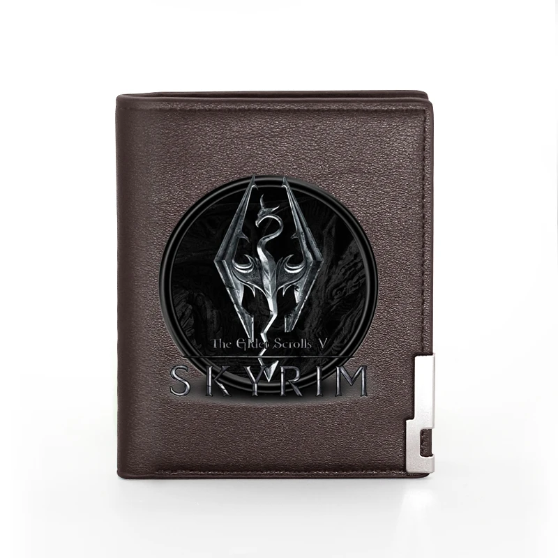 wallets cute High Quality  Elder Scrolls Skyrim Printing Leather Wallet Men Women Billfold Slim Credit Card/ID Holders Inserts Short Purses wristlet purse Wallets