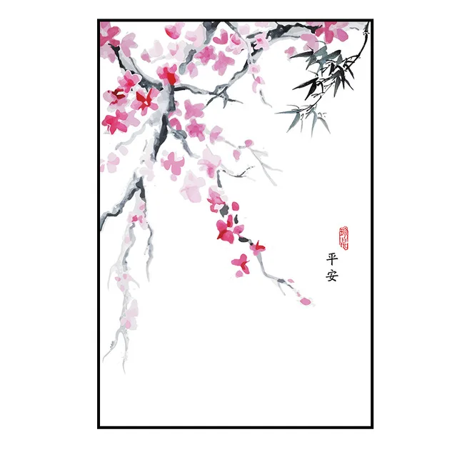 Plum-blossom-landscape-poster-Chinese-cultural-style-ink-painting-wall-art-oil-painting-living-room-home (3)