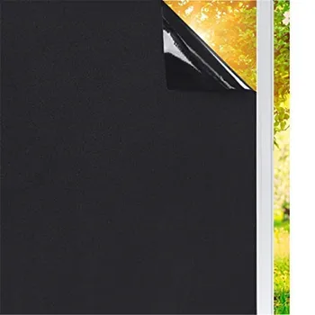 

Luckyyj Static Cling Total Blackout Window Film Privacy Room Darkening Window Tint Black Window Cover100% Light Blocking Sticker