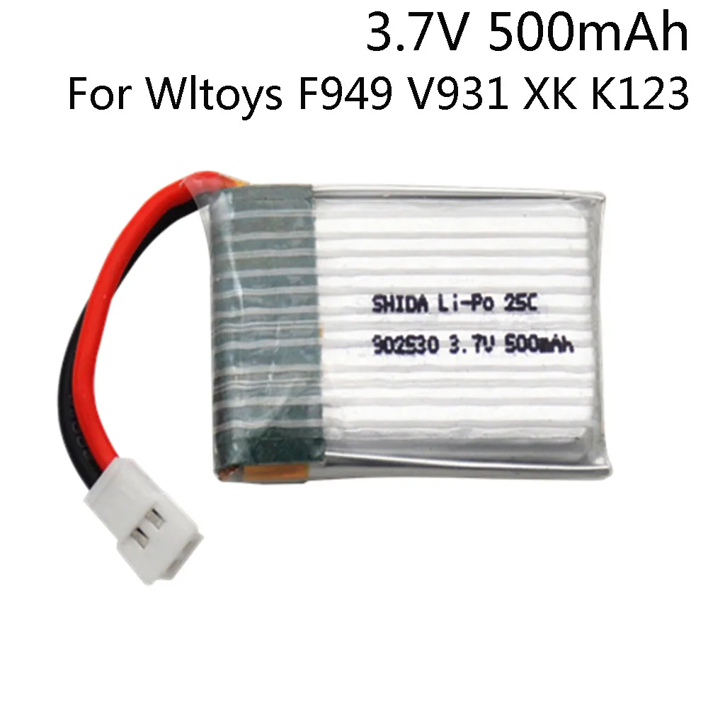 Аккумулятор LiPo для Wltoys V931 F949 XK K123 6Ch RC вертолет 3 7 В 500 мАч 25C 902530 аккумулятор WLtoys