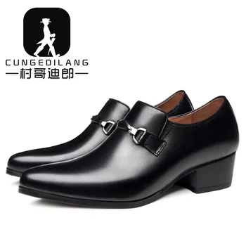 

shoes, Korean version heightening shoes, pointed head formal leather shoes, high heels, men's shoes, leather leisure