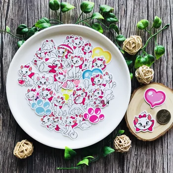 

38pcs Cute Pink Cat Toy Stickers For Suitcase Satchel Schoolbag Book Bag Pencil Box Folder Phone Laptop Travel Luggage Decals