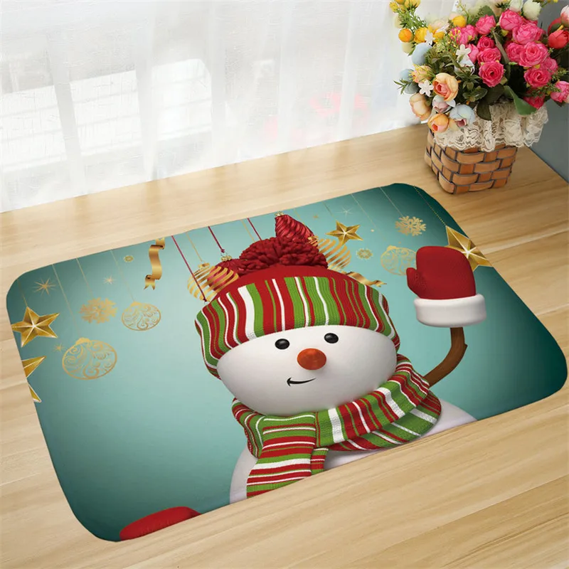 

Home Textile Mats Merry Christmas Doormat Living Room Kitchen Room Anti-slip Mats Snowman Penguin Pattern Home Decoration Mat