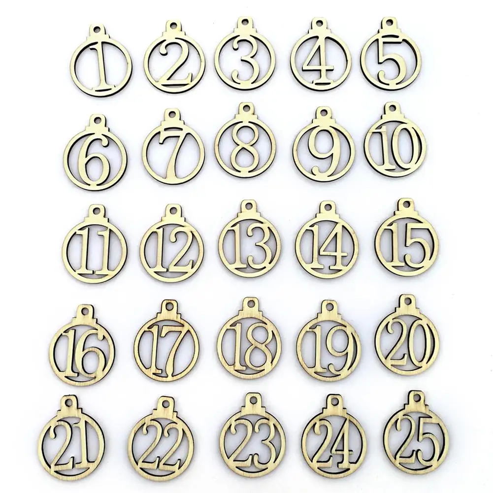 

25pcs 1-25 Wooden Christmas Advent Calendar Gift Tags Number Gift Tags Christmas Countdown Tags Christmas Decoration