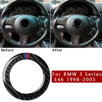

Car Styling Accessories Carbon Fiber Black Car Steering Wheel Center Sticker Trim For BMW 3 Series E46 1998-05