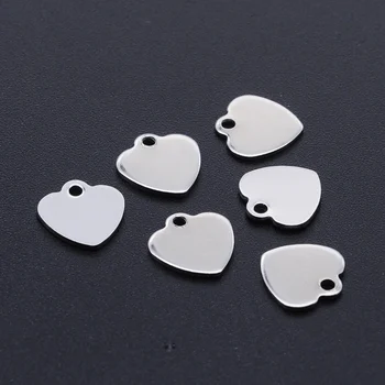 

10pcs/lot 100% Stainless Steel Heart Blank Charms Wholesale Bracelets Pendants Top Quality Never Tarnish