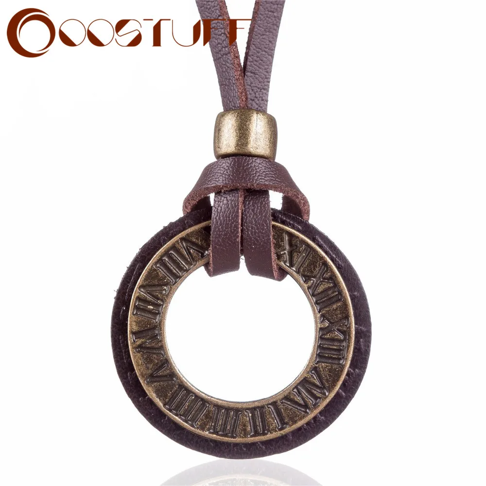 Maxi Necklace Men Jewelry Vintage Rome Genuine Leather Necklace