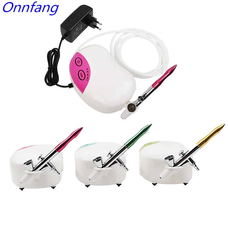 Onnfang двойного действия 0,2 сопло мини компрессор комплект Air-кисть для покраски распылитель для дизайна ногтей модель Макияж Аэрограф Комплект