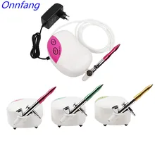 Onnfang двойного действия 0,2 сопло мини компрессор комплект Air-кисть для покраски распылитель для дизайна ногтей модель Макияж Аэрограф Комплект