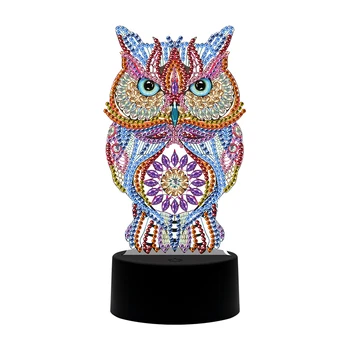 

DIY Special Shaped Diamond Painting Owl LED Light Cross Stitch Embroidery 5D Diamond Painting LED Lamp Light Special Shaped
