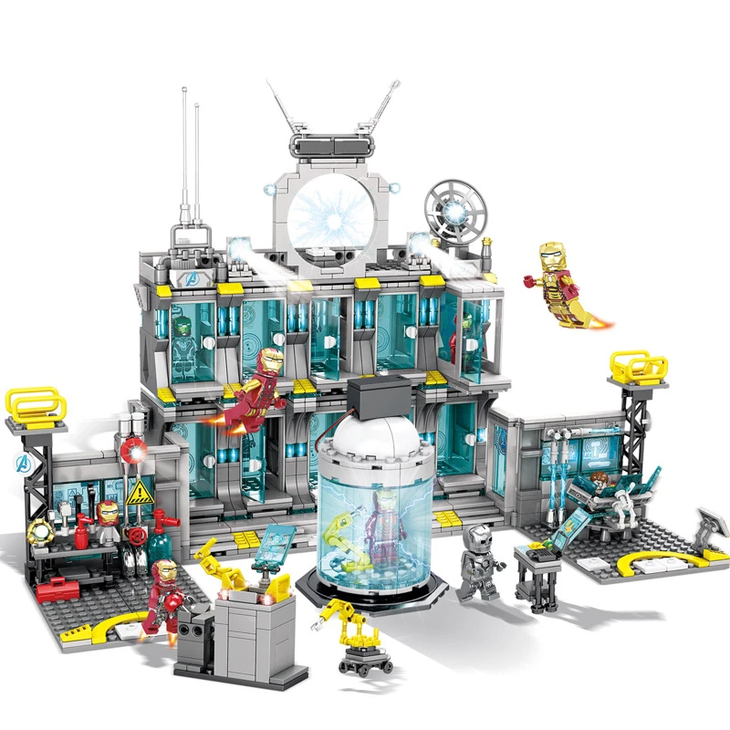

SuperHero Ideas Iron Man Base Gnaku Hall of Armour Defensive Tron Arms Super Hero Marvel Building Blocks Sets Bricks Kits Movie