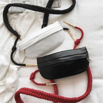 

Xiaozhong design bag women 2020 new waist bag artillery chest bag knot woven shoulder belt diagonal span bag small