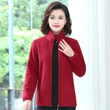 

Middle Aged Women's Coat Spring Autumn Jackets 2022 New Thicken Fleece Outerwear Women's Zipper Jacket Mother Dress