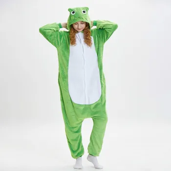

Frog Onesie Animal Cartoon Pajama Adult Women Girl Sleepwear Flannel Soft Warm Winter Overall Festival Party Fancy Suit