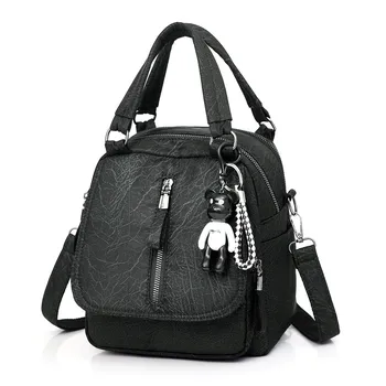 

Women Leather Backpacks Vintage Female Shoulder Bag Sac a Dos Travel Ladies Bagpack Mochilas School Bags For Girls Preppy 3-in-1