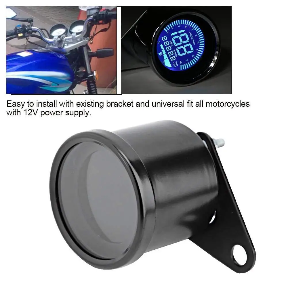 Velocímetro da Motocicleta Medidor para 12 Retro Digital Odômetro Cafe Racer Tacômetro Indicador Scooter Atv v Moto Lcd 20 Cheap Instrumentos
