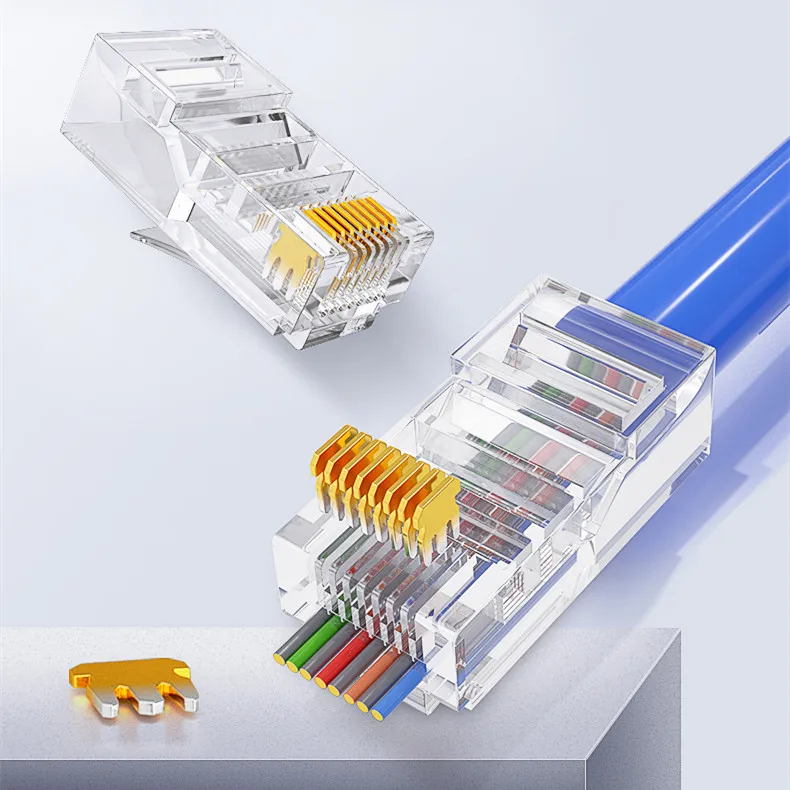 Conector Montions Rj45, Cat5e, Cat6A Pass Through, 8P8C