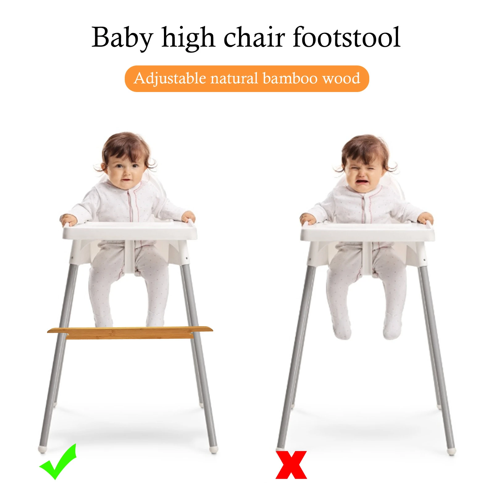 Baby High Chair Footrest Non-Slip Adjustable Natural Bamboo Height Highchairs Pedal with Rubber Rings Foot Rest Accessories baby stroller accessories products