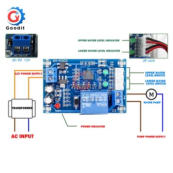 

XH-M203 Full Automatic Water Level Sensor Controller Pump Switch Relay Module AC/DC 12V Output