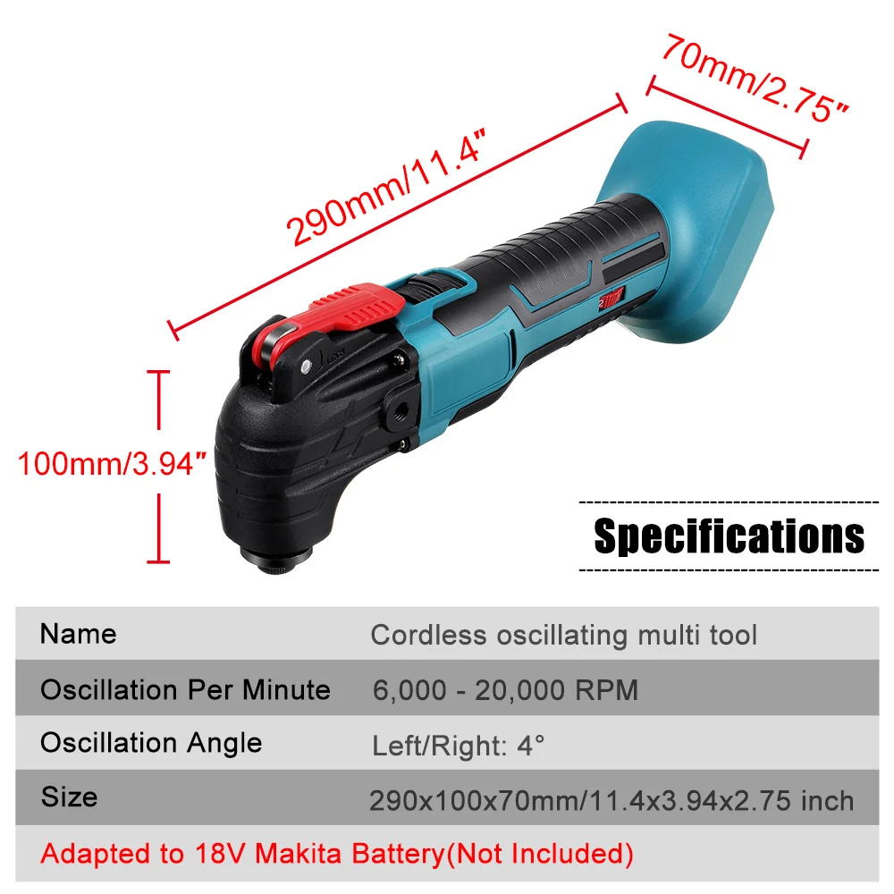 Drillpro Cordless Oscillating Tool Renovator Electric Trimmer Multi-Tools Shovel Cutting Machine for Makita 18V Battery 2