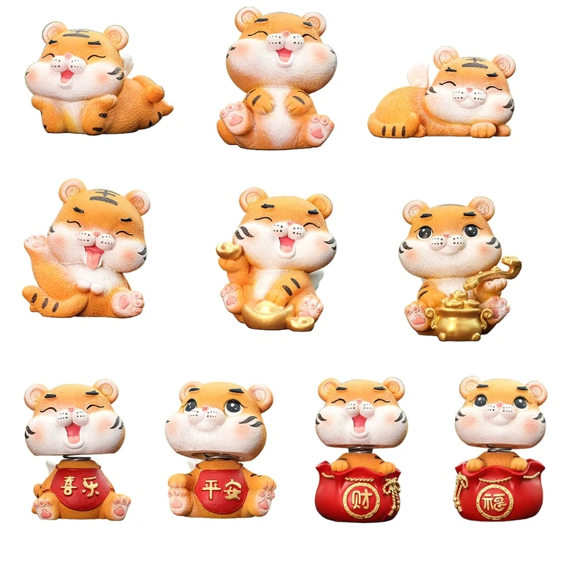 X6HD Miniature Tiger Figurine Mini Resin Statue Ornament Blessing Doll Decor for Home Garden Farmhouse Courtyard Car | Дом и сад