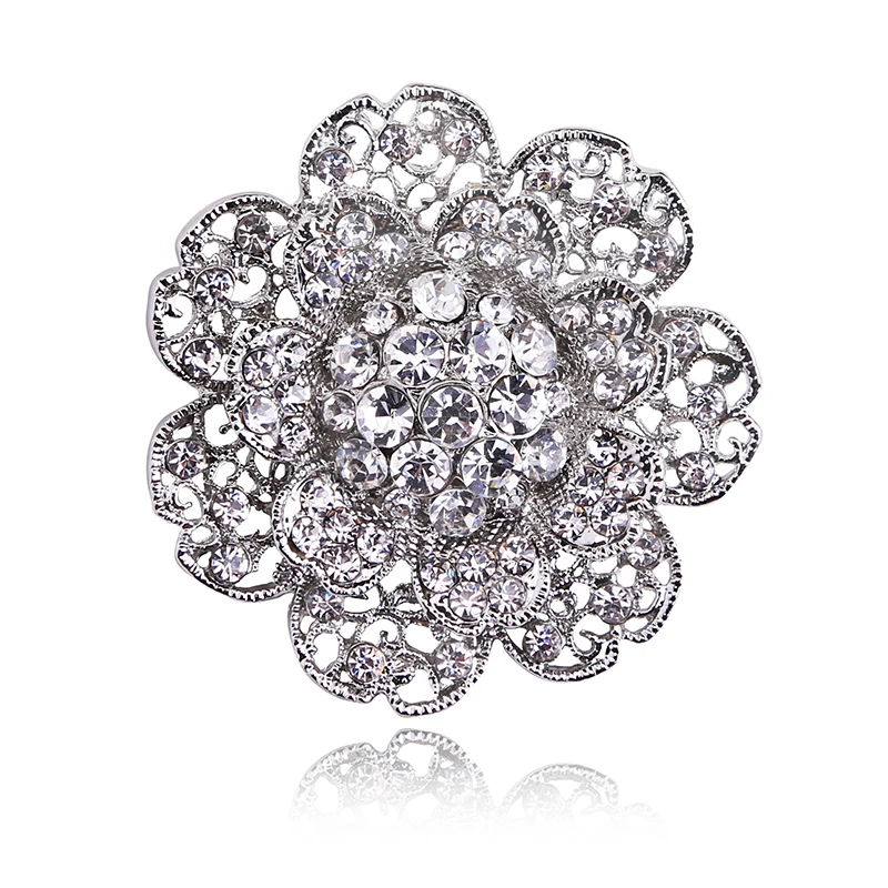 High Quality Chic Retro Flower Brooch Alloy Rhinestone Clothing Accessorie Silver Color | Украшения и аксессуары