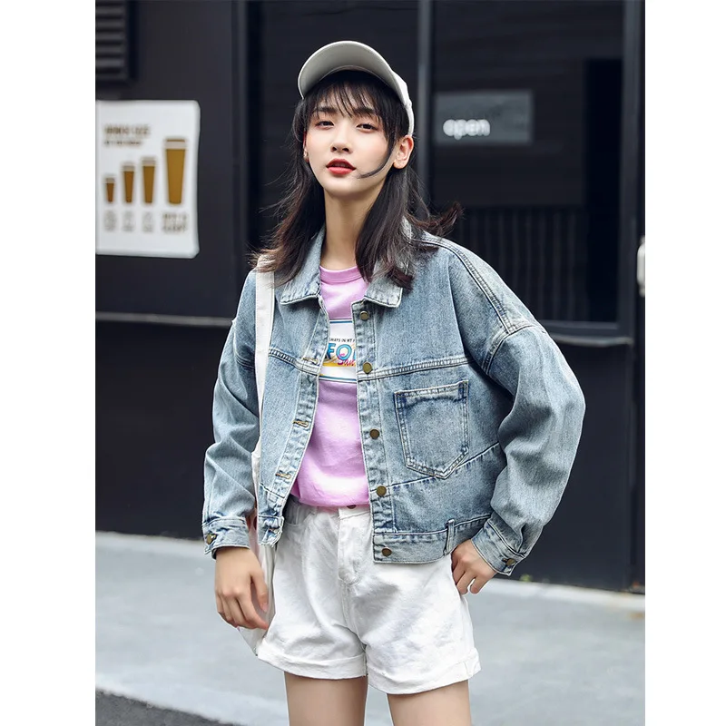 

Hong Kong Style Retro Cowboy Short Jacket Female Spring And Autumn 2019 New Style Ulzzang Fashion GIRL'S Tops Loose-Fit Students