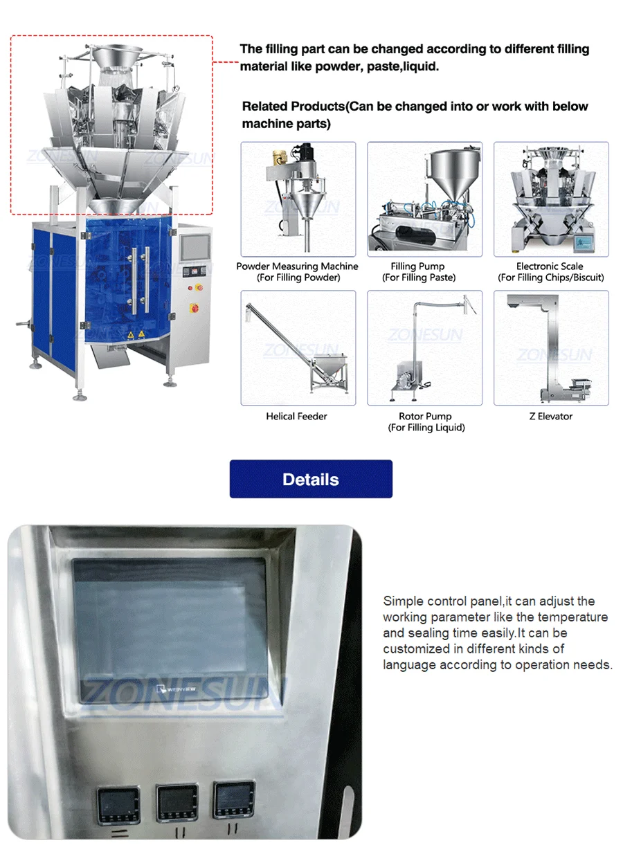 ZONESUN ZS-GFKL420 10 Heads Granule Weighing Filling And Sealing Machine