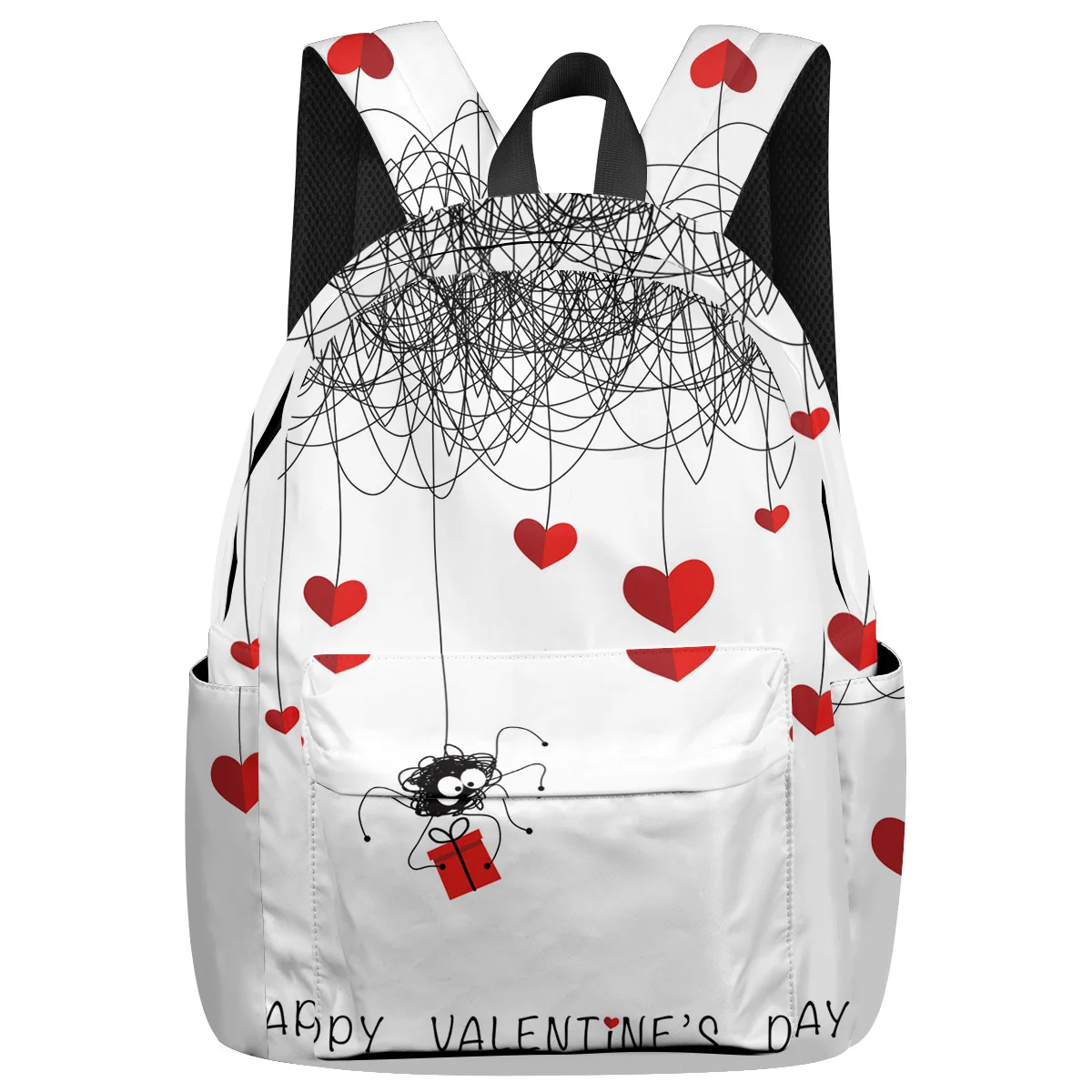 

WHEREISART Spider Love Heart Happy Valentine'S Day Backpacks Junior High School Student Soft And Comfortable Outdoor Activities