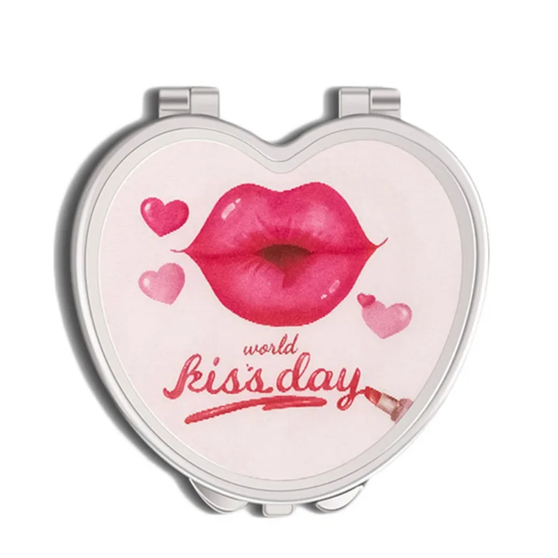 2019 Double sided Pocket Mirror Portable Heart Shaped Folding Double sided Mirror Steel Makeup Mirrors for 5