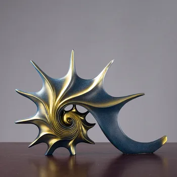 

European Retro Resin Conch Statue Sea Snail Animal Sculpture Whelk Figurine Resin Crafts Wedding Gift Home Office Decoration