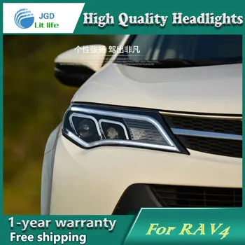 

Car Styling Head Lamp case for Toyota RAV4 2013-2015 Headlights LED Headlight DRL Lens Double Beam Bi-Xenon HID car Accessories