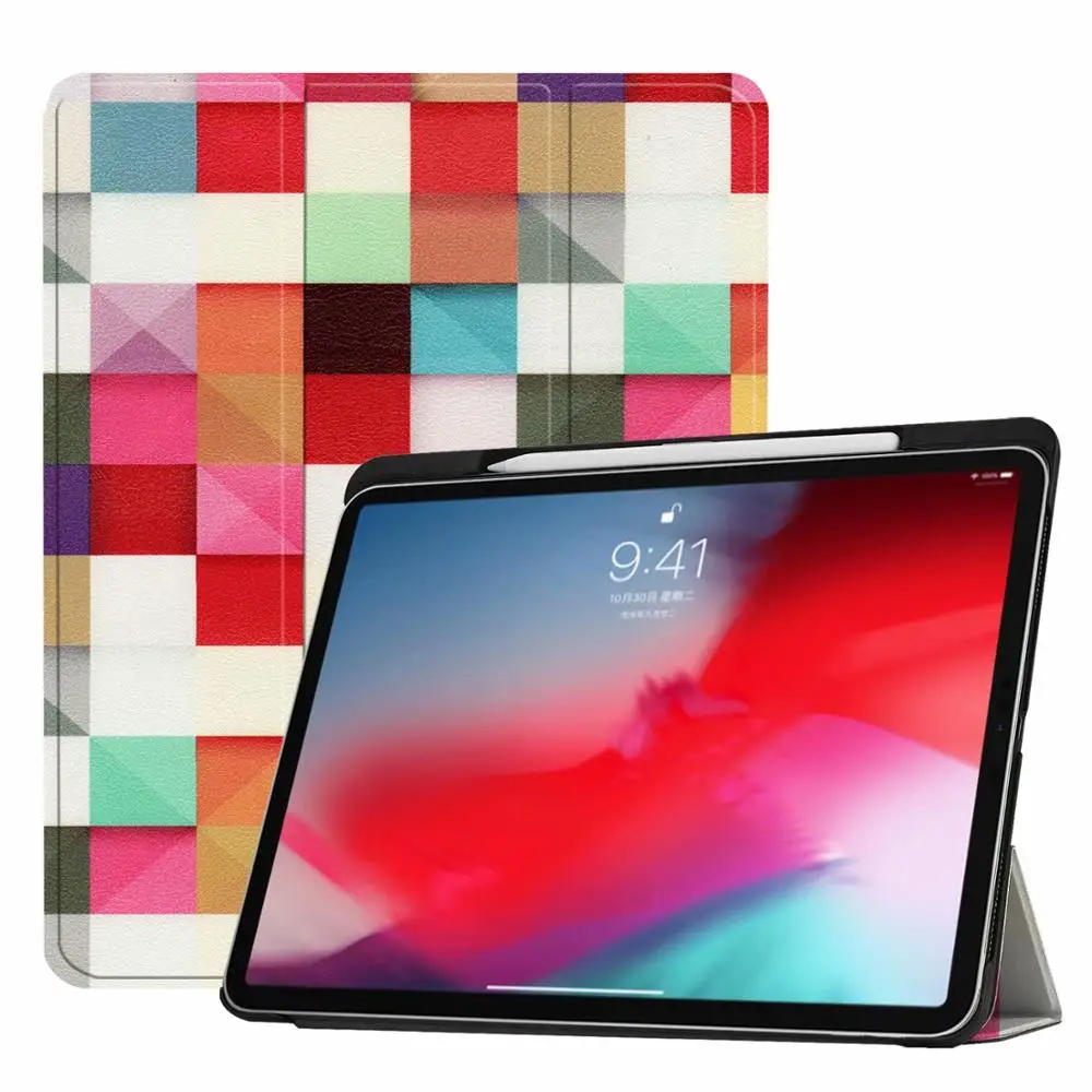 Funda для iPad Pro 11 чехол с карандашом Держатель смарт из искусственной кожи Trifold подставка+ Жесткая задняя крышка из ПК для нового iPad Pro 11 чехол - Цвет: huan li fang