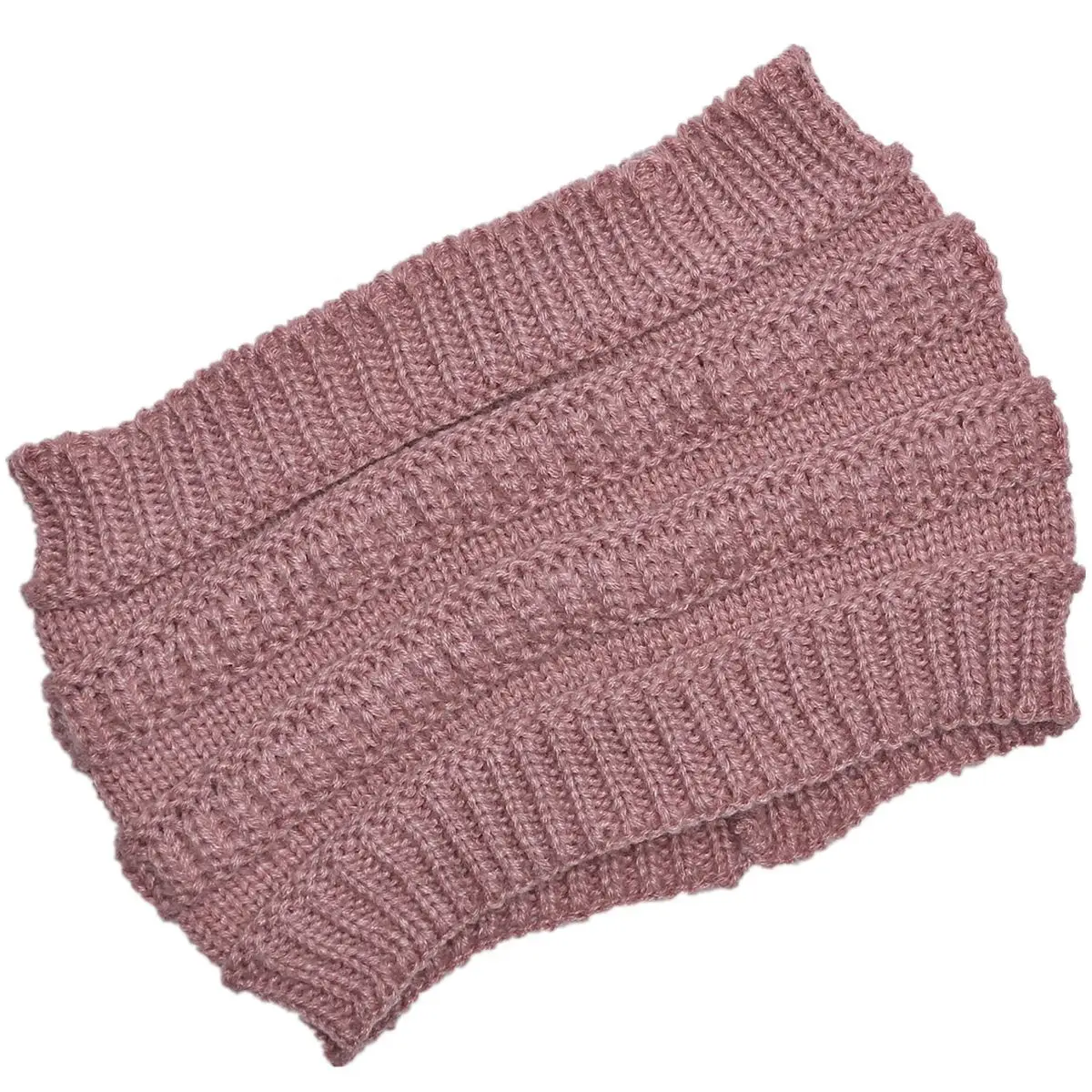 Pink OMEA трикотажные повязки, Женский хвостик, шапка бини, однотонный пуловер, шапка Skullies, повязки для волос для женщин, вязаная повязка на голову - Цвет: Pink