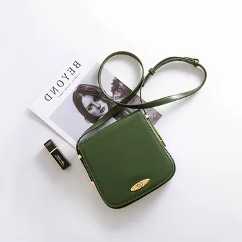 

Oil Wax Leather Small Square Bag Female Slung Single Shoulder 2020 New Clamshell Lock Foreign Niche Small Bag