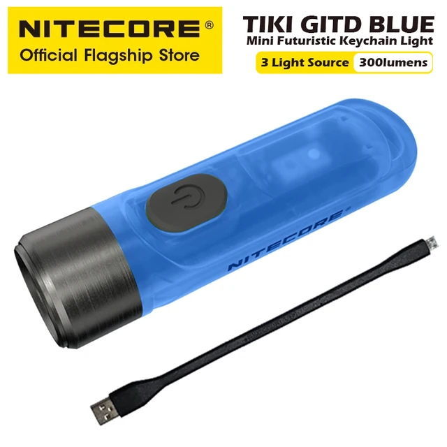 NITECORE TIKI UV Mini Keychain Light EDC 1000mw UV Light White Warning Flashing USB Rechargeable LED Flashlight With Battery TIKI GITD BLUE
