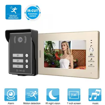 

3 Monitors 7inch Video Intercom Doorphone System Smart Access Doorbell Door Camera 110-240V Home Security Accessories
