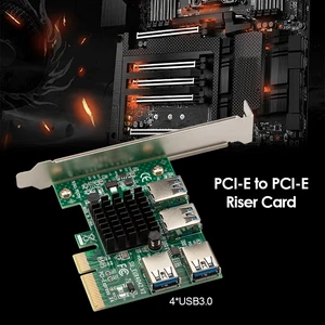 Image 3 - Adaptador PCI E a PCI E de 1 a 4 ranuras pci express, 1x a 4x 16x, placa de expansión USB 3,0, multiplicador PCIe para mineras convertidoras de Bitcoin