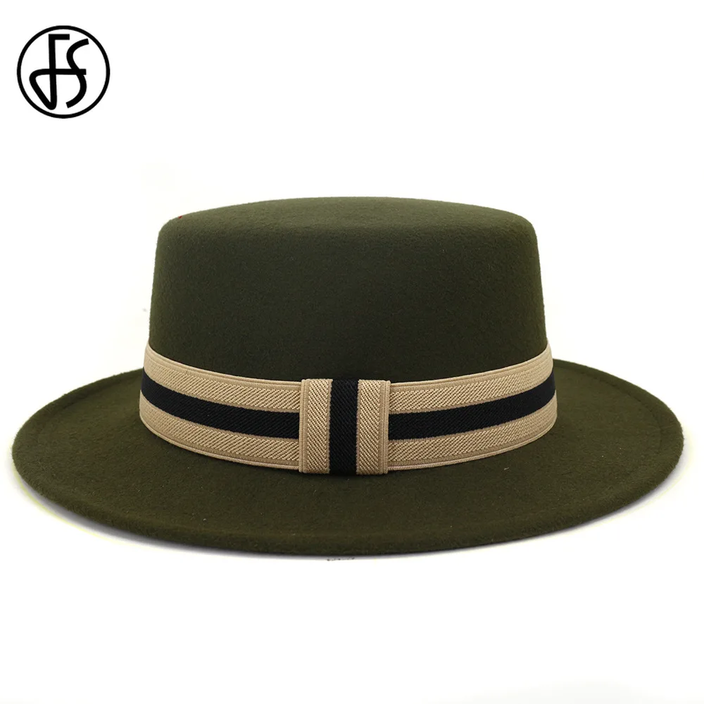 Firm Wool Felt Hat for Women Fedora Embroidery Pattern Ribbon Wide Brim Hats Embroidery FEMSÉE Pork Pie Hats 
