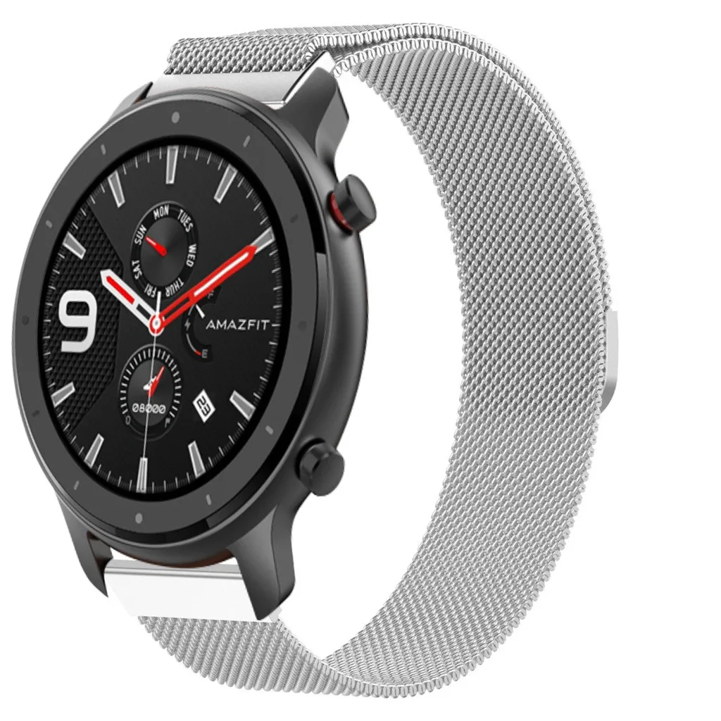 Ремешок на запястье с магнитной петлей для Huami AMAZFIT GTR 47 мм, ремешок для умных часов, сменный мужской Т-образный ремешок, роскошный спортивный браслет для женщин и мужчин, 19Aug