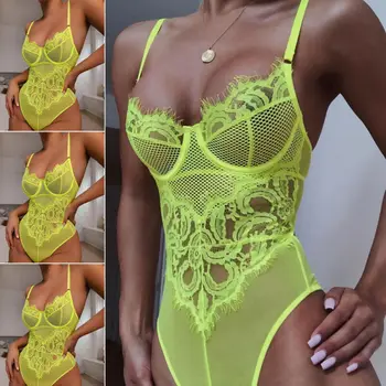 

hirigin Women Lingerie Deep V Neck Lace Sexy Strap Babydoll Sleepwear