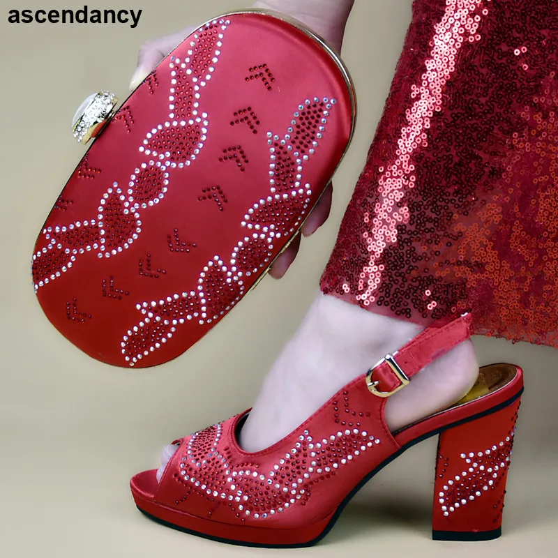 

New Fashion Italian Shoes with Matching Bags for Wedding Italy Buckle Strap Italian Ladies Shoes and Bags To Match Set Elegant